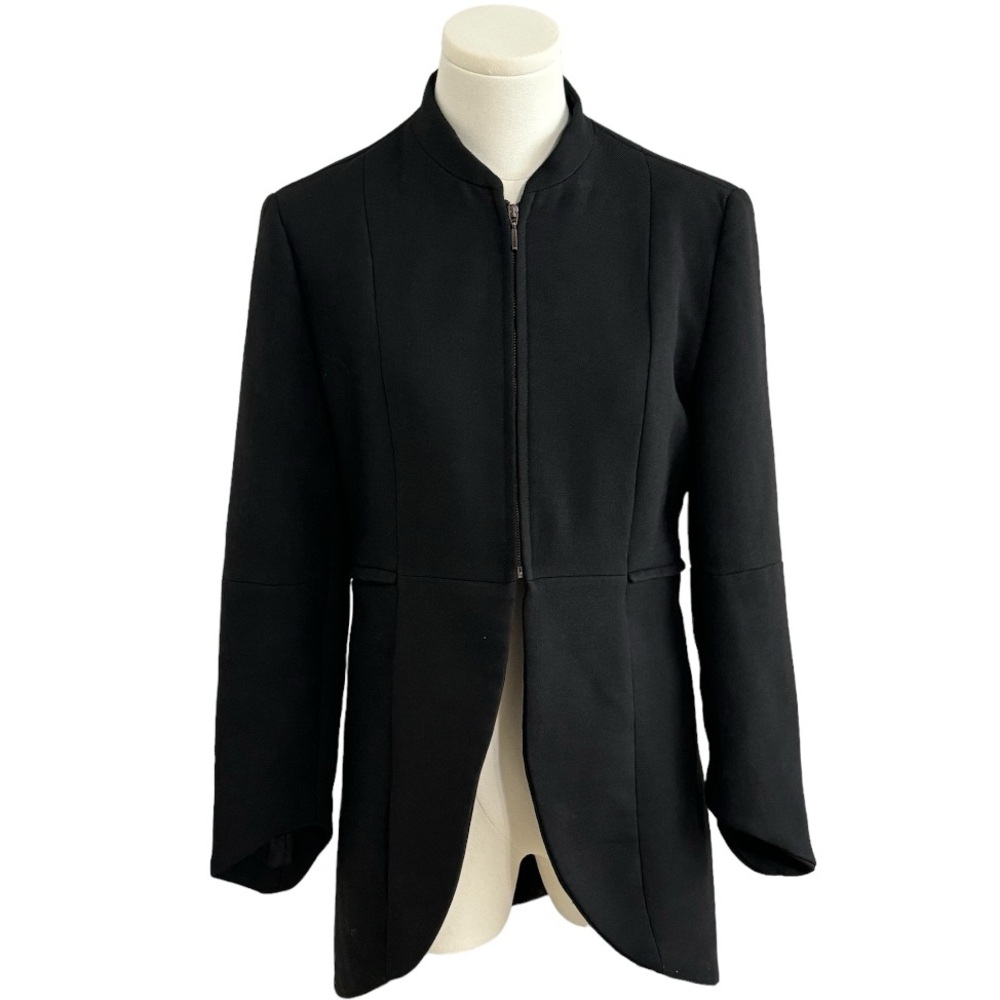 Snape ZARA Black Coat Jacket Zip Up High Low